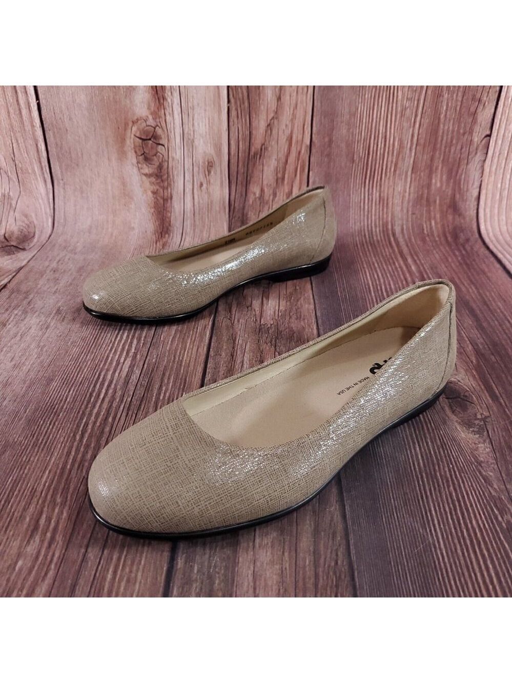 SAS Scenic Womens Size 7.5 M Tan Fog Comfort Slip On Ballet Flats Shoes USA Made